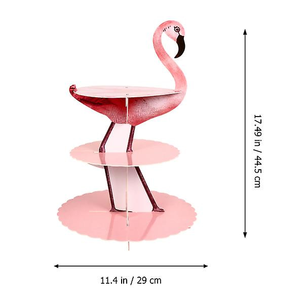 Kreativ Flamingo-formad Kakställ Tre-lagers Dessertställ Papperskakställ Rosa 44,5X29cm Pink 44.5X29cm