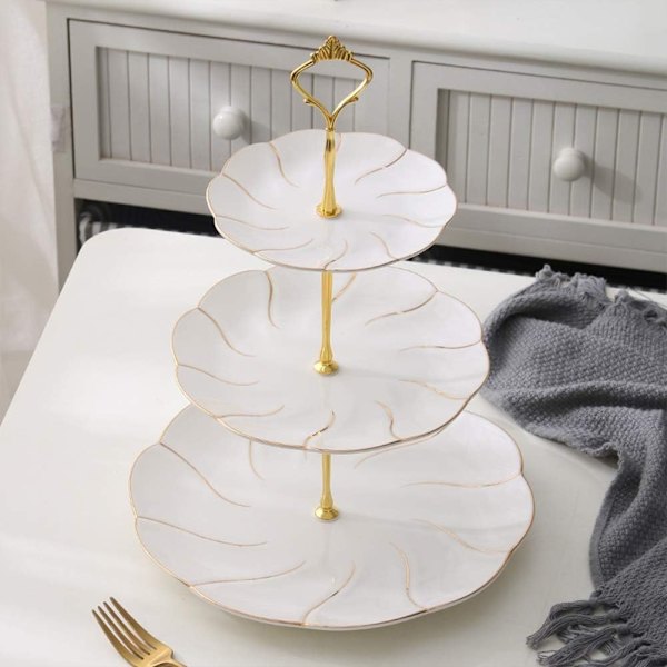 4 Set med 3-vånings Tårta Stativ Handtag Hårdvara, 2 Stilar Gyllene Vånings Frukt Tårta Stativ Handtag Tårta Cupcake Dessert Servering