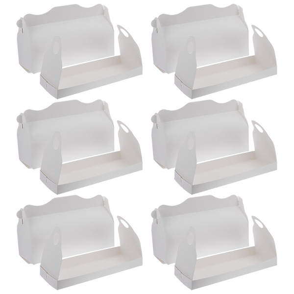 6 st Kakförpackningslådor Matförpackningslådor Bärbar Kakbehållare Vit 27,5X15,5X10,5CM White 27.5X15.5X10.5CM