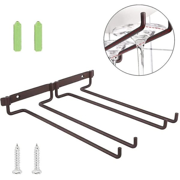 Vinglassholder, Under Skap Fotglassholder, Vinglass Hengende Hylle, Med Skruer, Kan Holde To Rader Med Vin