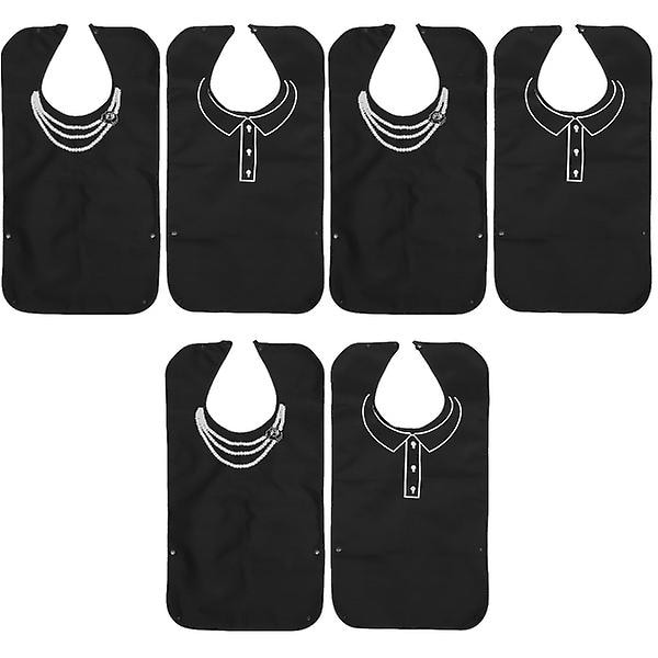 6 st Praktiska Handdukar för Äldre Vuxna Bärbara Vattentäta Matningsförkläden (svart) 6 st 68X35CM 6 pcs 68X35CM