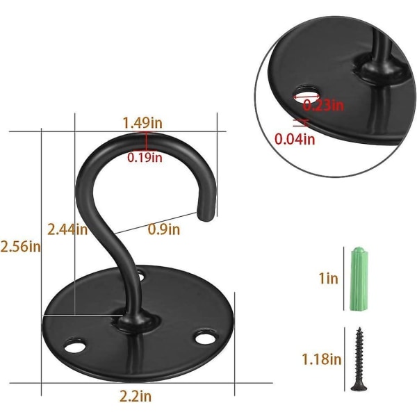 Loftkroge til Hængende Planter - Metal Plant Bracket Jernvægmonterede Lanterner Ophæng til Hængende Fuglefoderautomater, Lanterner, Vindklokker, Plantepotter - Sort Black