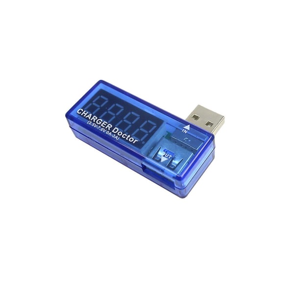 USB Charger Booster Mobiltelefon Batteritestare Power Spännings- och strömmätare (1 stycke, blå)