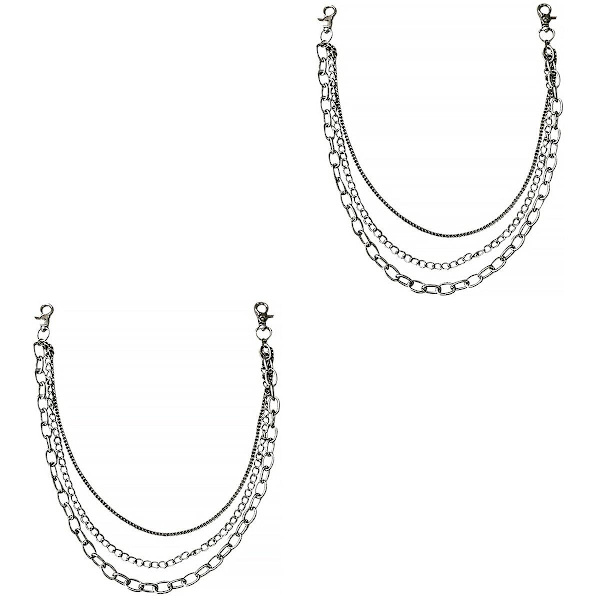 3 stk flerlags legering dekorasjonskjede fasjonable bukse kjede (sølv) 2 stk 71 cm 2 pcs 71cm