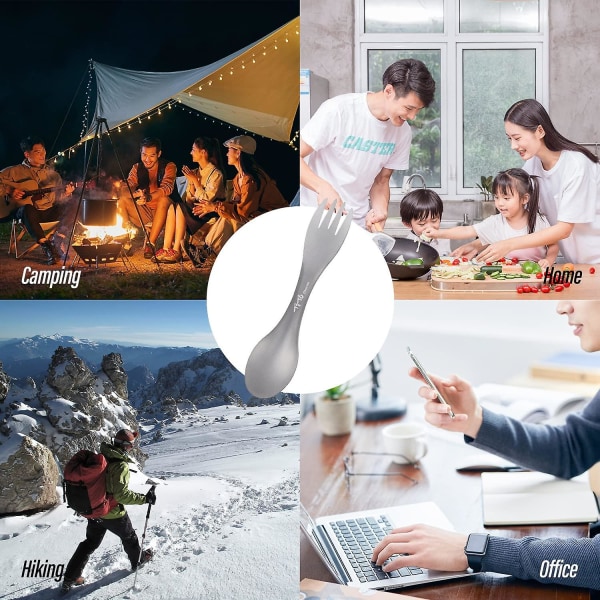 Titan Gaffel och Titan Sked 2 i 1 Super Bärbar Camping Multifunktionell Gaffel Sked Utomhus Camping Utrustning Vandring Picknick