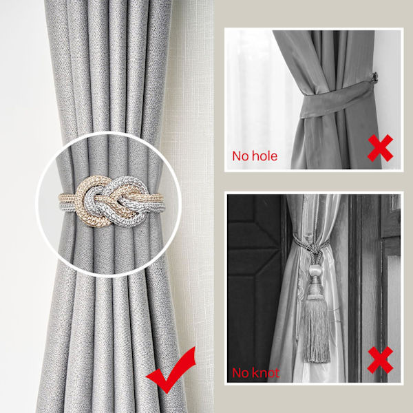 2 Pak Mini Magnetiske Gardinbindere Nordisk Enkel Stil Bindere Elegant Håndvævet Reb (Beige & Hvid)