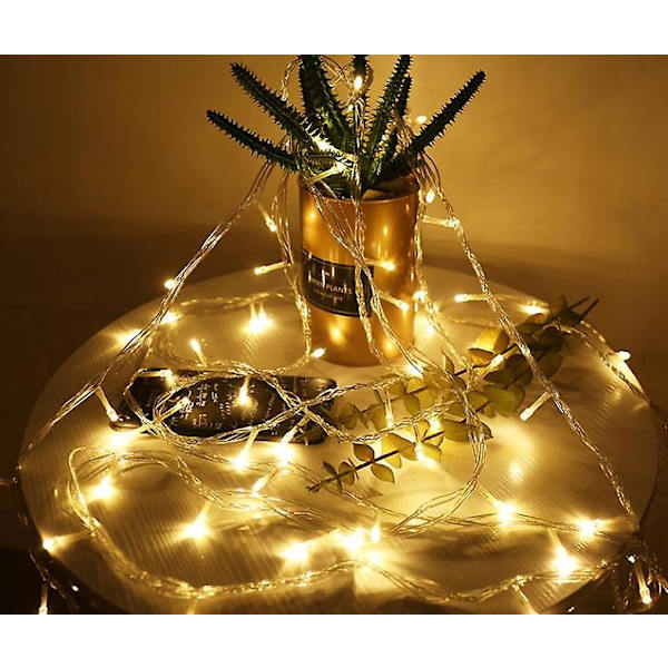 100 LED Inomhus String Lights Varmvit, Klar Tråd Julbelysning Utomhus Vattentät, Blinkande Fairy String Lights Stickkontakt För Sovrum Bröllop P