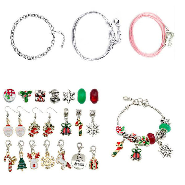 Jul armband presentask DIY kreativt barnsmycke nytt färgglatt kristall rött älg presentset