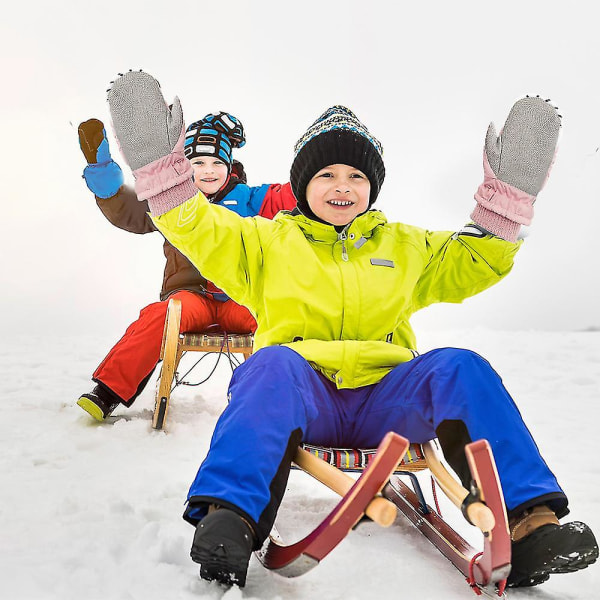 1 Par Børne Vinterhandsker Toddler Vanter Til Ski Drenge Sne Piger Vandafvisende Varme Fleece Pink pink