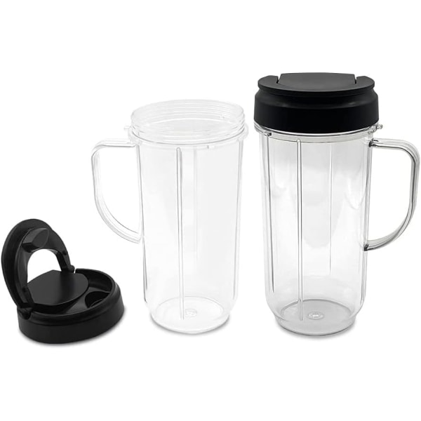 2 pakke blenderkopper høy 22 oz kopp med flip topp til å gå-lokk Erstatningsdel kopp krus med håndtak Kompatibel Blender Milk Juicer Mix