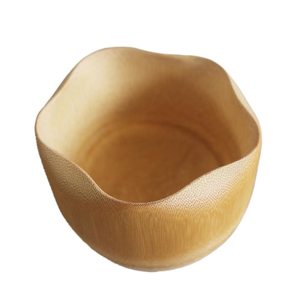 Naturlig bambuskål Handgjord färgfri skållningsbeständig Anti-fall Barn Matskål Lotusformad skål Okrossbar salladsblandad skål (slumpmässigt mönster)