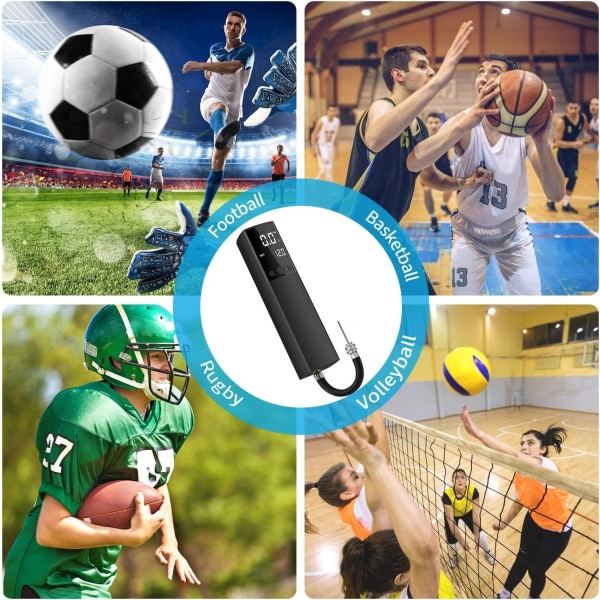Elektrisk ballpumpe, smart luftpumpe Bærbar rask balloppblåsing med presis trykkmåler og digital LCD-skjerm for fotball B