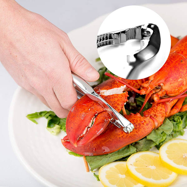 Hummerknækker- og -picksæt, 10 dele - Krabbebenknækkere og -værktøj - Rustfrit Stål Seafood Knækkere & Gaffel Nøddeknækkersæt