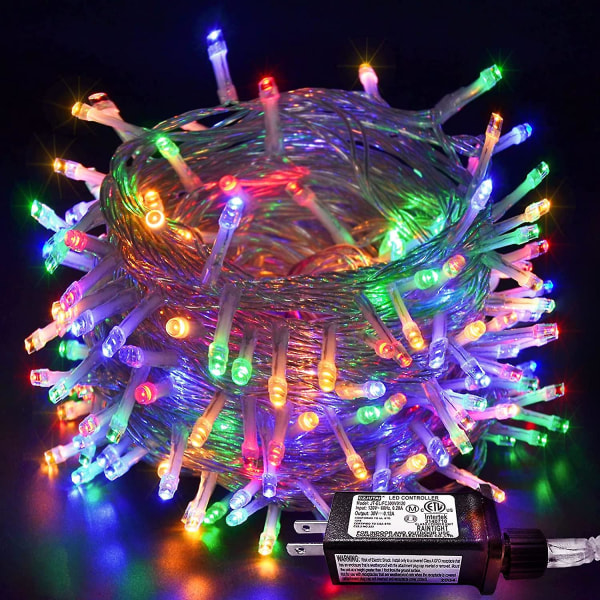 Flerfarvet 66ft 200 Led String Lights Indendørs Udendørs, Julelys Clear Wire, 8 Modes Vandtæt Twinkle Fairy String Lights Plug In For Tr
