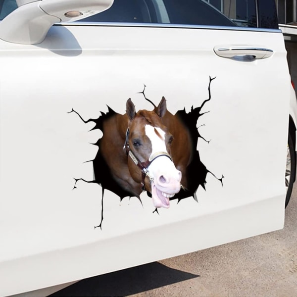 Morsomt Crack-bilklistremerke, 4 stk 3D søte hesteklistremerker i flere stiler for biler Morsomt dyrebilvindusklistremerke