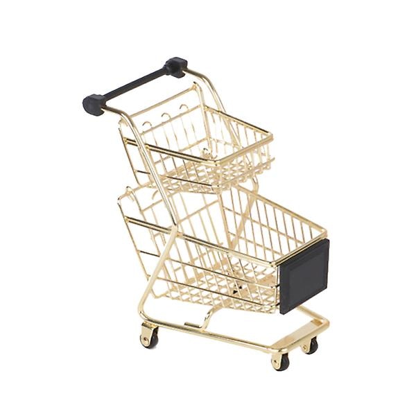 Vogn Vogn Børn Mini Indkøbsvogn Lad Som Legetøj Vogn Rollespil Vogn Børn Vogn Legetøj Guld Golden