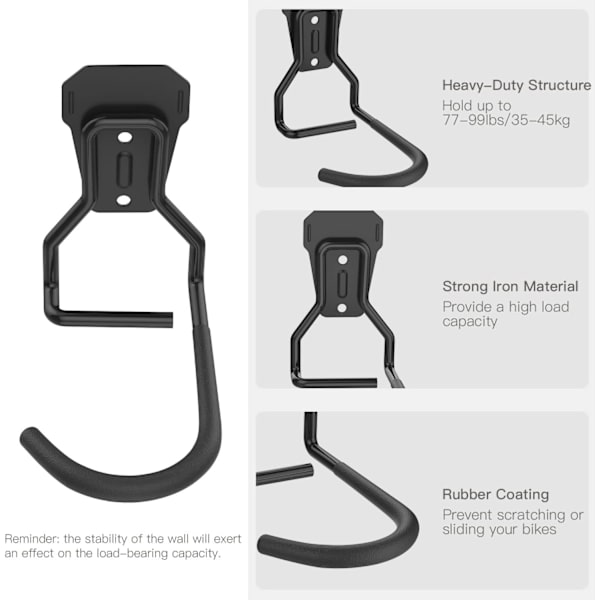 Sykkelhengerstativ, [2-pakning] Heavy Duty Sykkelkroker Veggmontert Stativholder, Heavy Duty Sykkellagring Henger Vertikal Stativ for Garasje