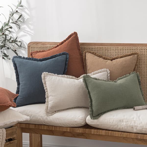 Sæt med 2 Boho Pyntepudebetræk 45x45 cm Blød Vasket Bomuld med Kvastkant Blå Pudebetræk til Sofa Stue Soveværelse Sengeindretning