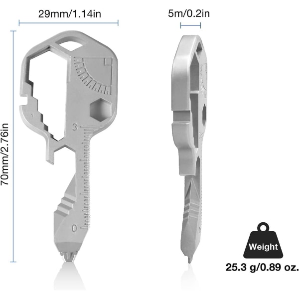 Multiverktøy Nøkkelholder, 24 Funksjoner Rustfritt Stål Multiverktøy Nøkkel Med Skrutrekker Stripping Verktøy Tråd Kutter Flaskeåpner Måler, For Sykkel