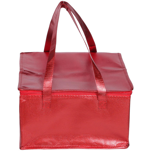 Lille Plastik Tote Madlevering Tote Taske Termisk Taske Madlevering Tote Taske Lynlås Isoleret Shoppi Red 35x35cm