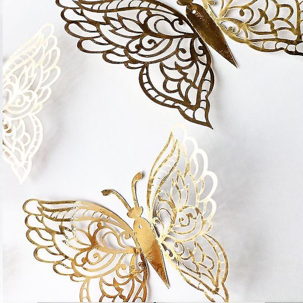 24 stk 3D Butterfly Vægstickers 3 Størrelser Butterfly Vægstickers Vægskilt til Soveværelse Fest Bryllup Dekorationer Sølv Silver