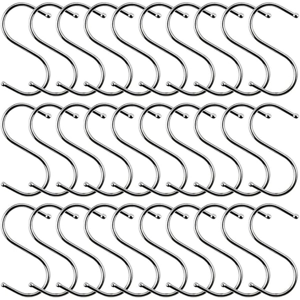 30 Pcs S Shape Hanging Hooks, 7cm Stainless Steel Kitchen Hooks S Shaped Hanging Hooks Anti-rust Metal Hanging Hooks Metal Hooks For Kitchen, Bat