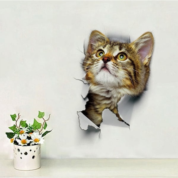 3 st 3D väggdekaler för katt, väggdekaler i kombination