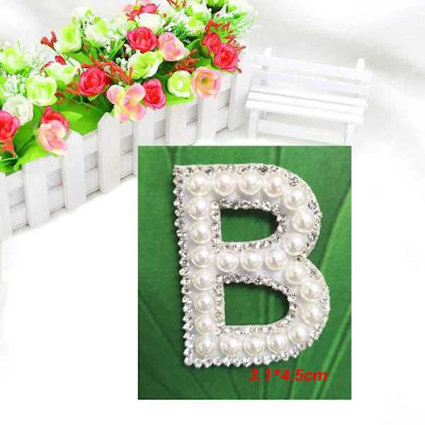 2x Engelska Bokstavslapp A-z Pärl Rhinestone Lappar Kompatibla Med Kläder Vita Pärl Applikationer DIY Namn Kompatibla Med