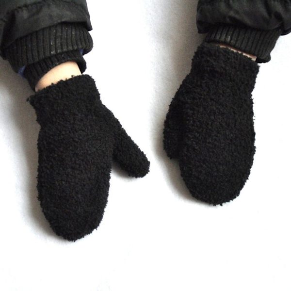 Varma Plysch Tjocka Varma Bebisvantar Vinter Plus Sammet Vantar Barn Barn Korall Fleece Hel Finger Vantar För Barn Vantar