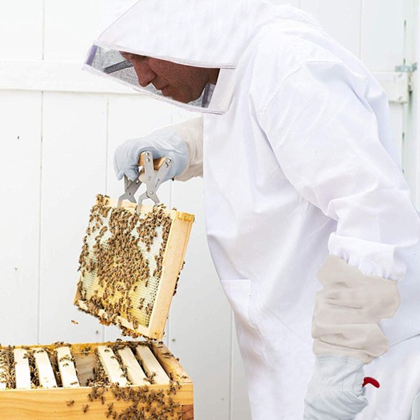 Bikubeklær Apiarist Bikubejakke med saueskinnshansker & Ventilert Gjerde Slørhette Profesjonell Birøkterdrakt