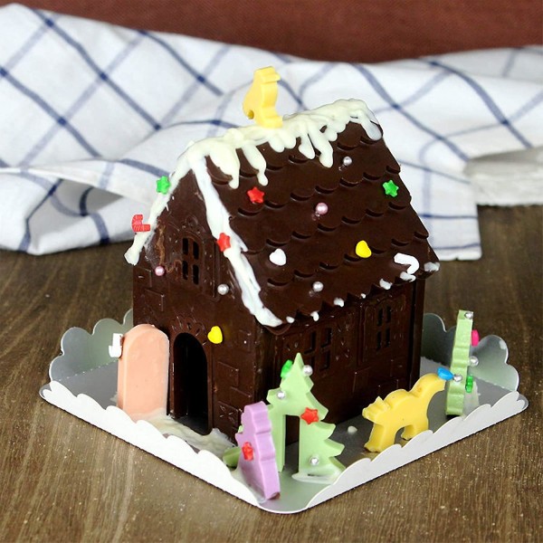 2 stk Silikon Julekake Cookie-form Julerhus Silikonform Julerhus 3D Sjokoladekake Pepperkakeform Silikonhus DIY Cookies Baking