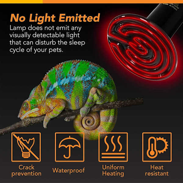 100W Varmelampe i Glasbeholder Keramik E27 Varmelampe til Dyr Reptil Skildpadde