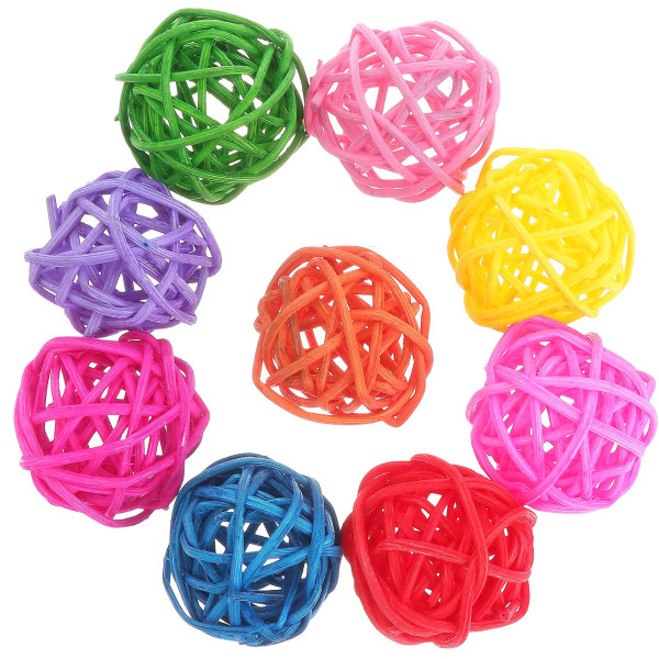 50 Pcs Rattan Vase Hanging Chew Toy Wedding Rattan Balls Bird Bite Toy Bird Toy Rattan BallsRandom Color3x3cm