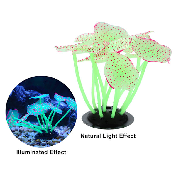 Myk silikon glødende akvarie soppkorall, fluorescerende kunstig korall for fisketankdekorasjon, grønn