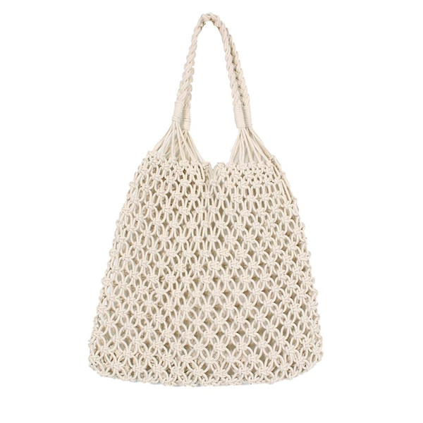 Hvid Tote Tasker Kvinder Pung Strandtasker Kvinder Tov Strandtaske Vævet Strandtaske Hvid White