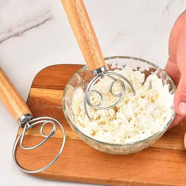 Sett med 2 deigblandere i rustfritt stål for baking kaker og desserter