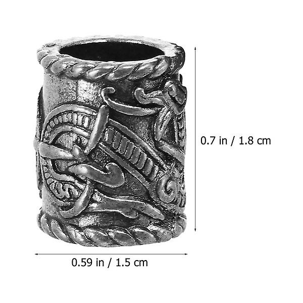 4st Viking Beard Pärlor Hårpärlor Viking Hårpärlor Gör själv Rosenkrans Fläta Pärlor Gammal silver1,8x1,5cm Ancient silver 1.8x1.5cm