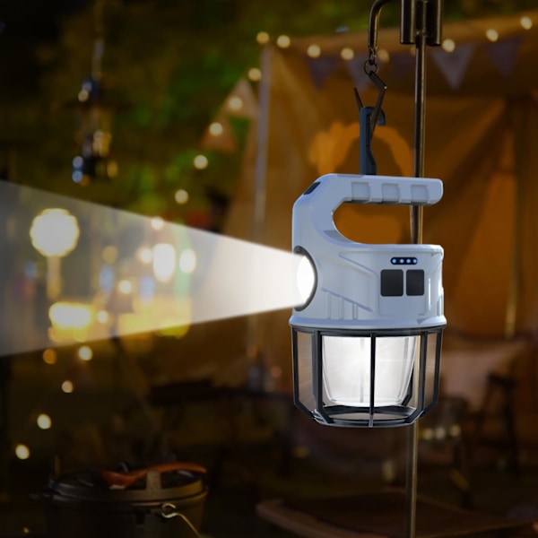 Solcellscampinglykta, uppladdningsbar, bärbar LED-lykta för camping, solcellslykta, strömavbrott, dubbla ljuskällor