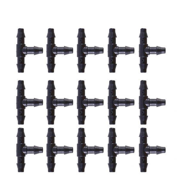 50 stk Dryp Slangeforbindelser Vand Slange Adapter Barbed Forbindelser Passer Slange Dyseslange T-forbindelser Ga Black