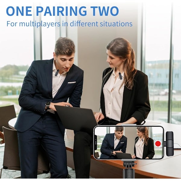 2-pak professionel trådløs mikrofon til iPhone iPad, clip-mikrofon clip-mikrofon plug and play til YouTube, optagelse, vlogs_RY