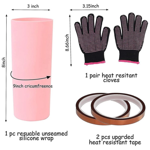 Sublimation Tumblers Silikone Wrap Sleeve Kit Kompatibel med 20 Oz Skinny Straight Tumblers med varmebestandig