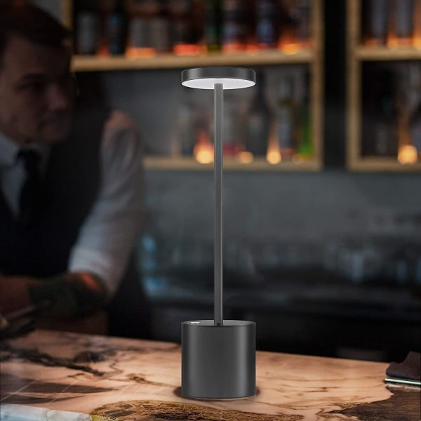 Led Bordlampe, Trådløs Metal Usb Genopladelig 6000mah 2-niveau Lysstyrke Natlampe Skrivebordslampe Læselampe Til Restaurant/soveværelse/kollegium (Sort Black