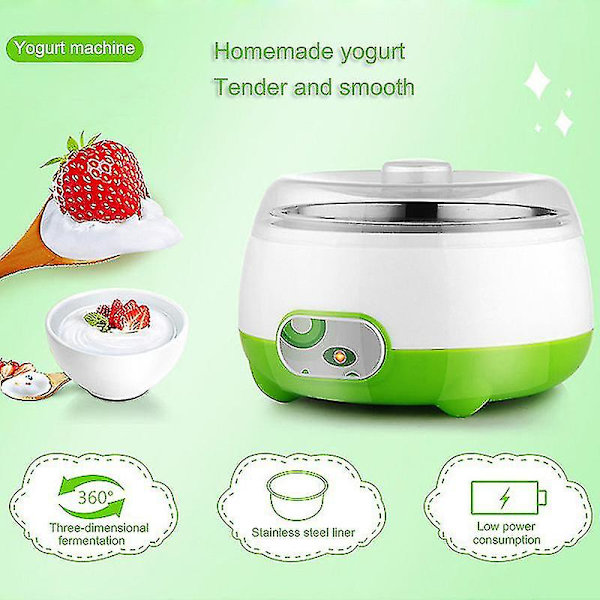 DIY Hem Elektrisk Yoghurtmaskin Automatisk Energibesparande Mini Rostfritt Stålbehållare