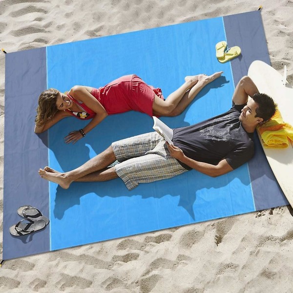 Anti Sand Beach Mat, 200 * 210cm Portable Waterproof Foldable Anti Sand Picnic Blanket With 4 Stakes For Beach, Lightweight, Compact. Ideal For Beach,