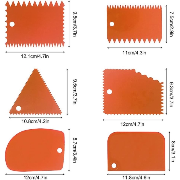 Kage Skraber Glatning Værktøjssæt, Kage Glatningsskærer Pladeværktøj Combo, Kage Glasur Skraber Kagekant Dekorationsværktøj. (2 sæt, Roserød + Orange)