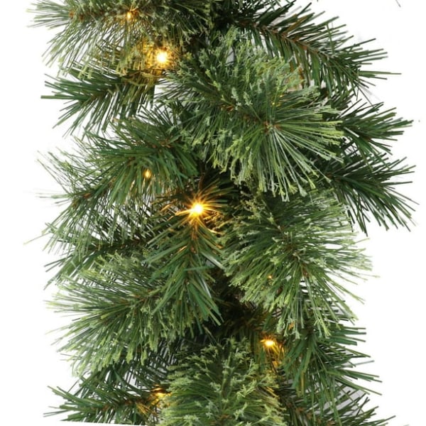 9' Valaistu Cashmere Christmas Garland, vihreä. 150 haarakärkeä; 30 LED-valoa