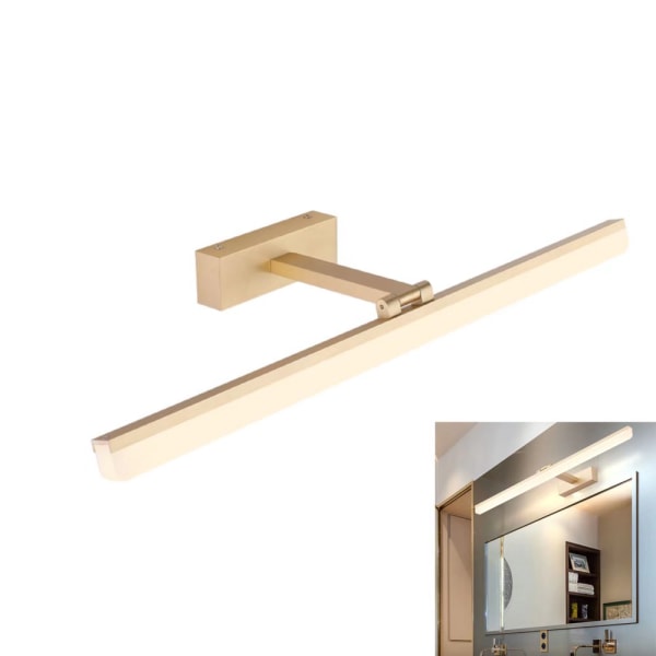 Badeværelsesvæglampe Badeværelses LED spejllys forreste badeværelsesvask aluminium fugtsikker spejllys, 9w/40cm, guld, hvidt lys