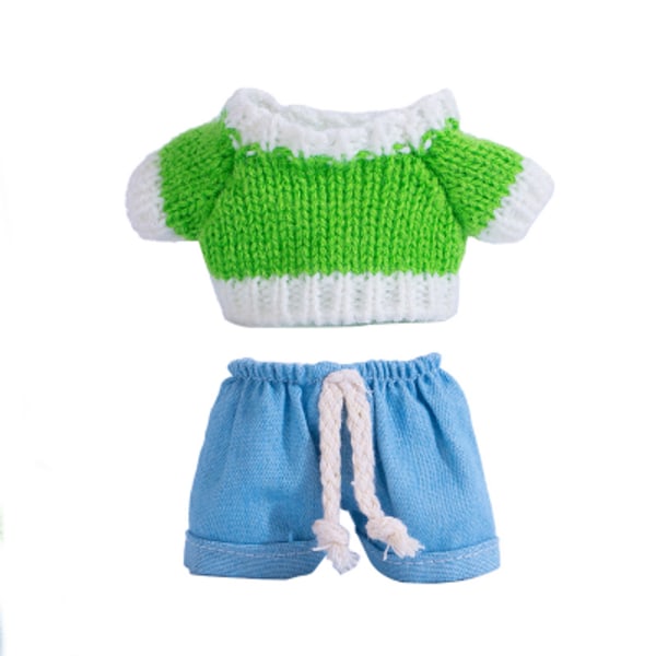 /RYI/17cm Labubu Tøjsæt Blød Legetøjsstil Modedukke Sweater og Bukser i Forskellige Farver 1