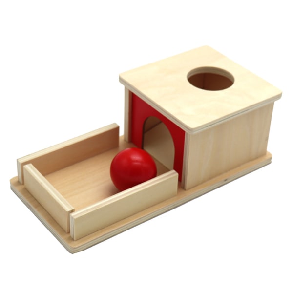 Esineiden pysyvyys puinen laatikko Puinen esineiden säilytyslaatikko tarjottimella 3 palloa Lelut vauvoille Vauvat taaperot