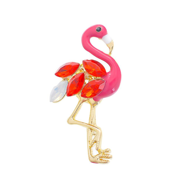 1 st Flamingo Brosch Legering Rhinestone Inlagd Cartoon Lapel Pin Brosch Smycken Kläder Tillbehör4.6 4.6*2.5cm